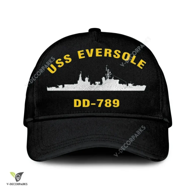 Uss Eversole Dd-789 Classic Baseball Cap Gift For Navy Veteran, Custom Print/embroidered Us Navy Ships Classic Cap