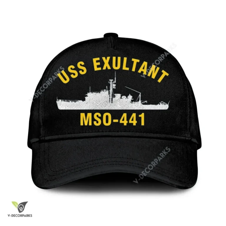 Uss Exultant Mso 441 Classic Baseball Cap Gift For Navy Veteran, Custom Print/embroidered Us Navy Ships Classic Cap