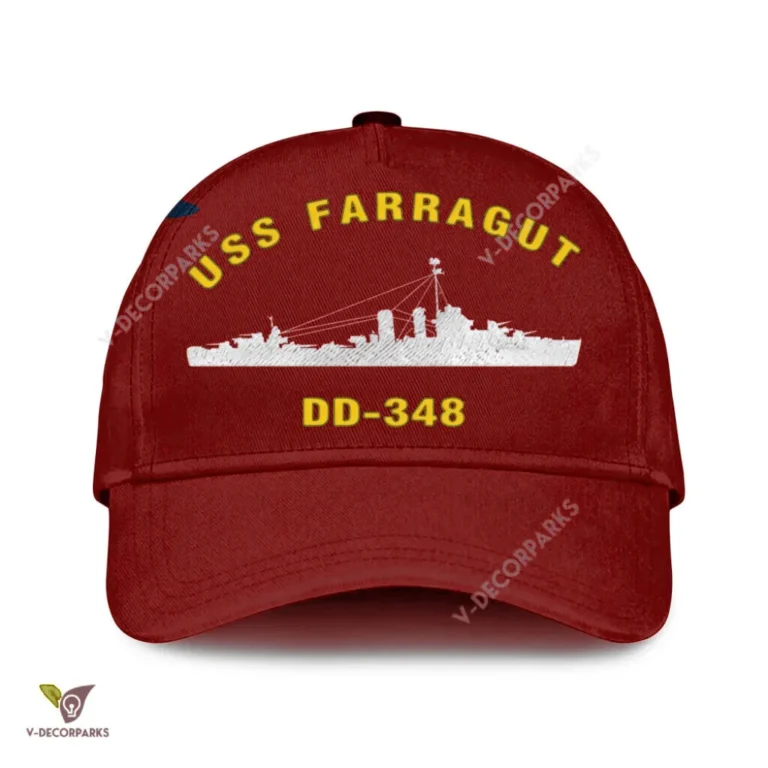 Uss Farragut Dd-348 Classic Baseball Cap Gift For Navy Veteran, Custom Print/embroidered Us Navy Ships Classic Cap