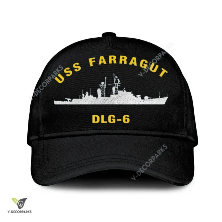 Uss Farragut Dlg-6 Classic Baseball Cap Gift For Navy Veteran, Custom Print/embroidered Us Navy Ships Classic Cap