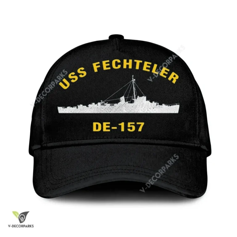 Uss Fechteler De-157 Classic Baseball Cap Gift For Navy Veteran, Custom Print/embroidered Us Navy Ships Classic Cap