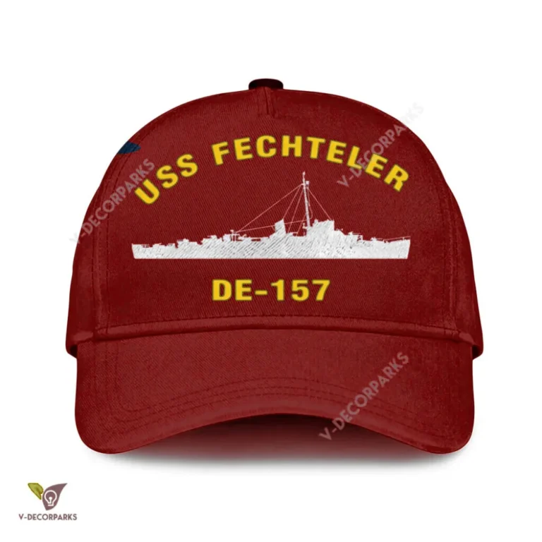 Uss Fechteler De-157 Classic Baseball Cap Gift For Navy Veteran, Custom Print/embroidered Us Navy Ships Classic Cap
