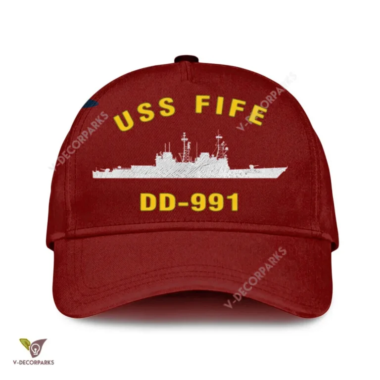 Uss Fife Dd-991 Classic Baseball Cap Gift For Navy Veteran, Custom Print/embroidered Us Navy Ships Classic Cap
