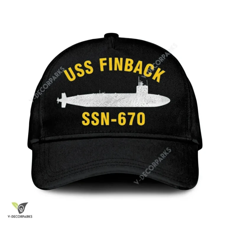 Uss Finback Ssn-670 Classic Baseball Cap Gift For Navy Veteran, Custom Print/embroidered Us Navy Ships Classic Cap