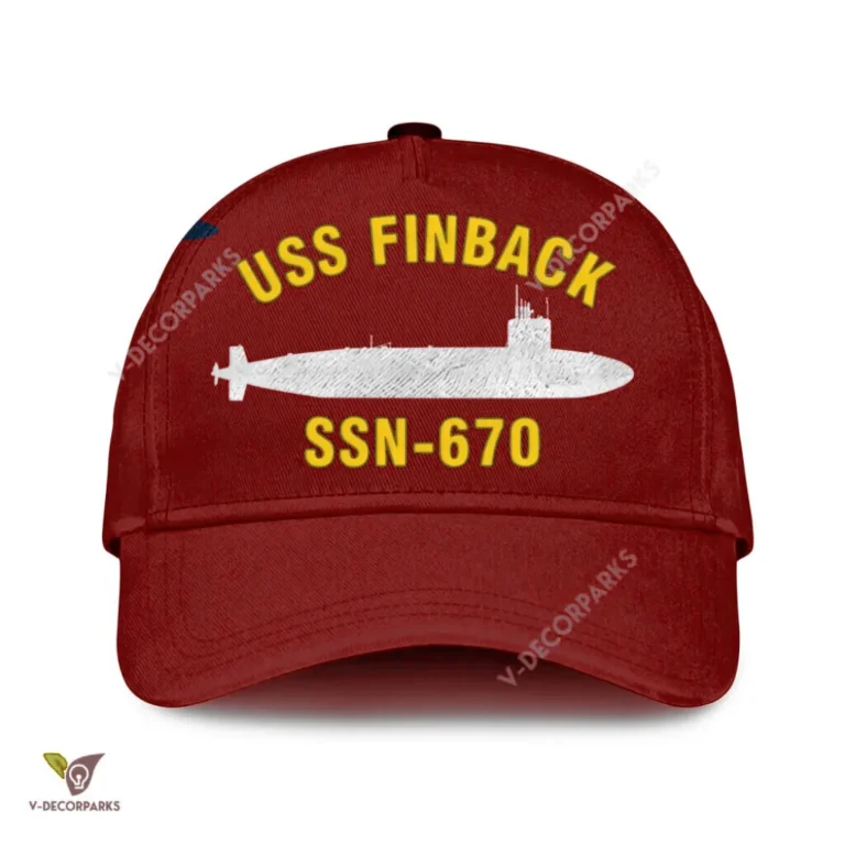 Uss Finback Ssn-670 Classic Baseball Cap Gift For Navy Veteran, Custom Print/embroidered Us Navy Ships Classic Cap
