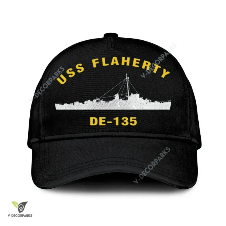 Uss Flaherty De-135 Classic Baseball Cap Gift For Navy Veteran, Custom Print/embroidered Us Navy Ships Classic Cap