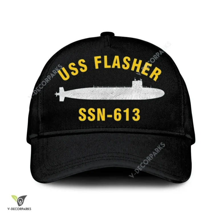 Uss Flasher Ssn-613 Classic Baseball Cap Gift For Navy Veteran, Custom Print/embroidered Us Navy Ships Classic Cap