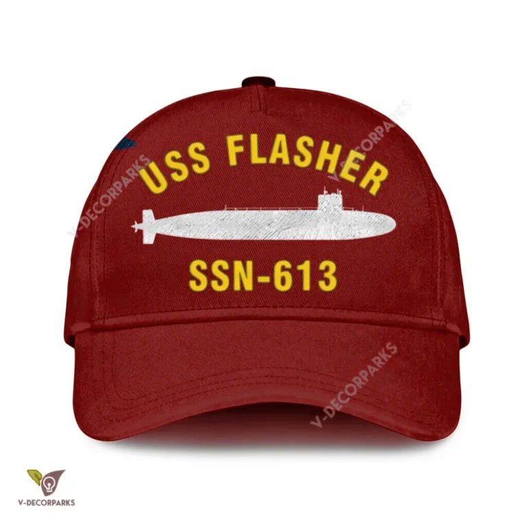 Uss Flasher Ssn-613 Classic Baseball Cap Gift For Navy Veteran, Custom Print/embroidered Us Navy Ships Classic Cap
