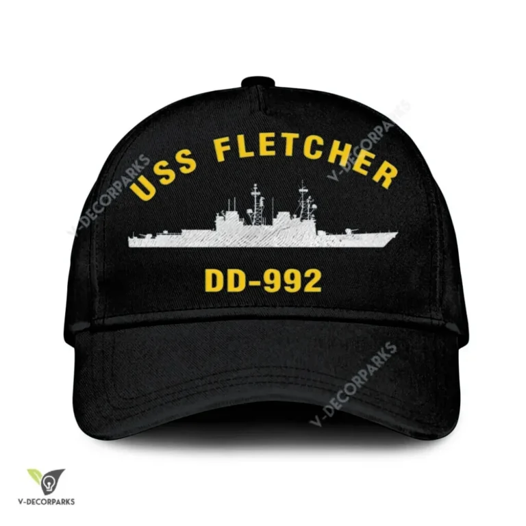 Uss Fletcher Dd-992 Classic Baseball Cap Gift For Navy Veteran, Custom Print/embroidered Us Navy Ships Classic Cap