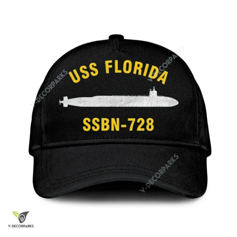 Uss Florida Ssbn 728 Classic Baseball Cap Gift For Navy Veteran, Custom Print/embroidered Us Navy Ships Classic Cap