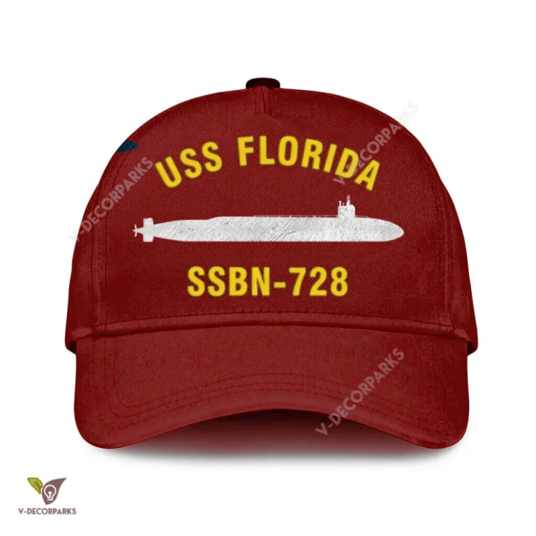 Uss Florida Ssbn 728 Classic Baseball Cap Gift For Navy Veteran, Custom Print/embroidered Us Navy Ships Classic Cap
