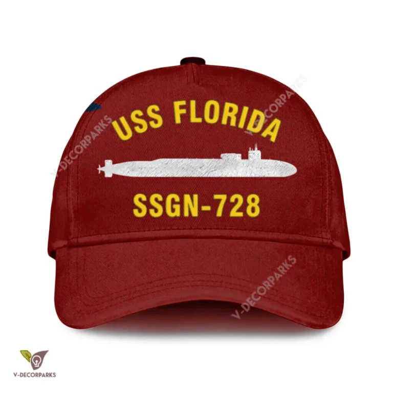 Uss Florida Ssgn-728 Classic Baseball Cap Gift For Navy Veteran, Custom Print/embroidered Us Navy Ships Classic Cap
