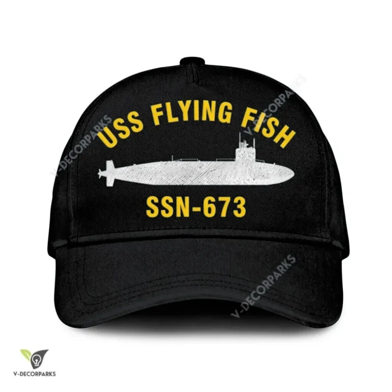 Uss Flying Fish Ssn-673 Classic Baseball Cap Gift For Navy Veteran, Custom Print/embroidered Us Navy Ships Classic Cap