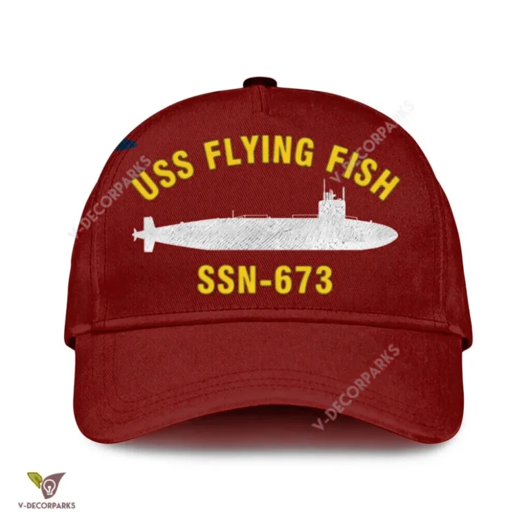 Uss Flying Fish Ssn-673 Classic Baseball Cap Gift For Navy Veteran, Custom Print/embroidered Us Navy Ships Classic Cap