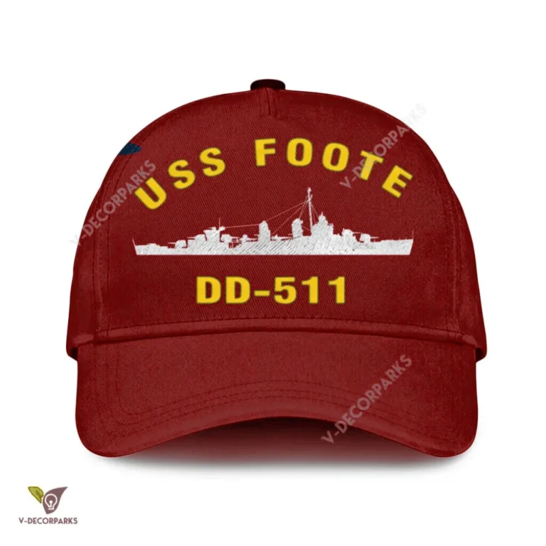 Uss Foote Dd-511 Classic Baseball Cap Gift For Navy Veteran, Custom Print/embroidered Us Navy Ships Classic Cap