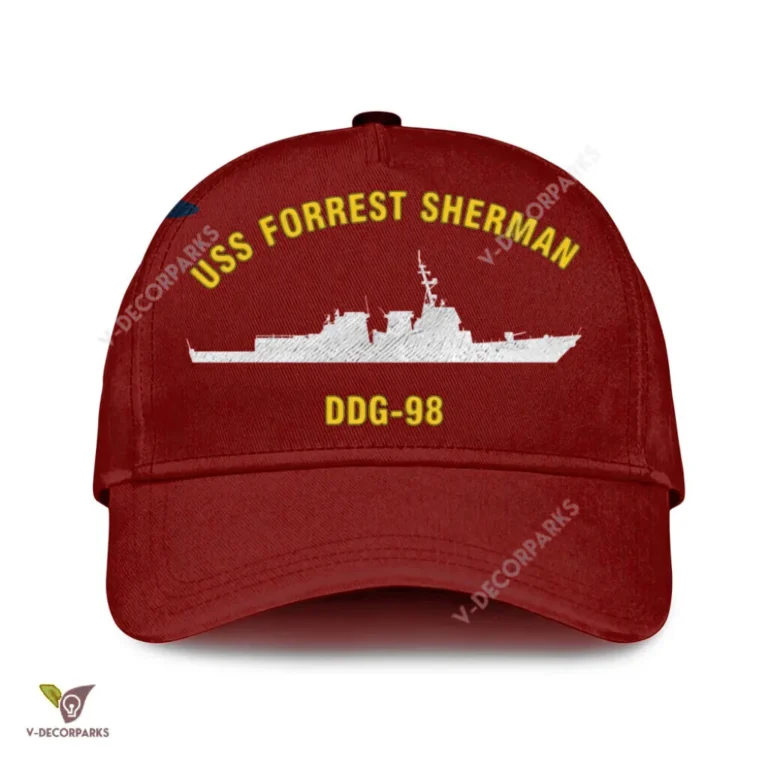 Uss Forrest Sherman Ddg-98 Classic Baseball Cap Gift For Navy Veteran, Custom Print/embroidered Us Navy Ships Classic Cap