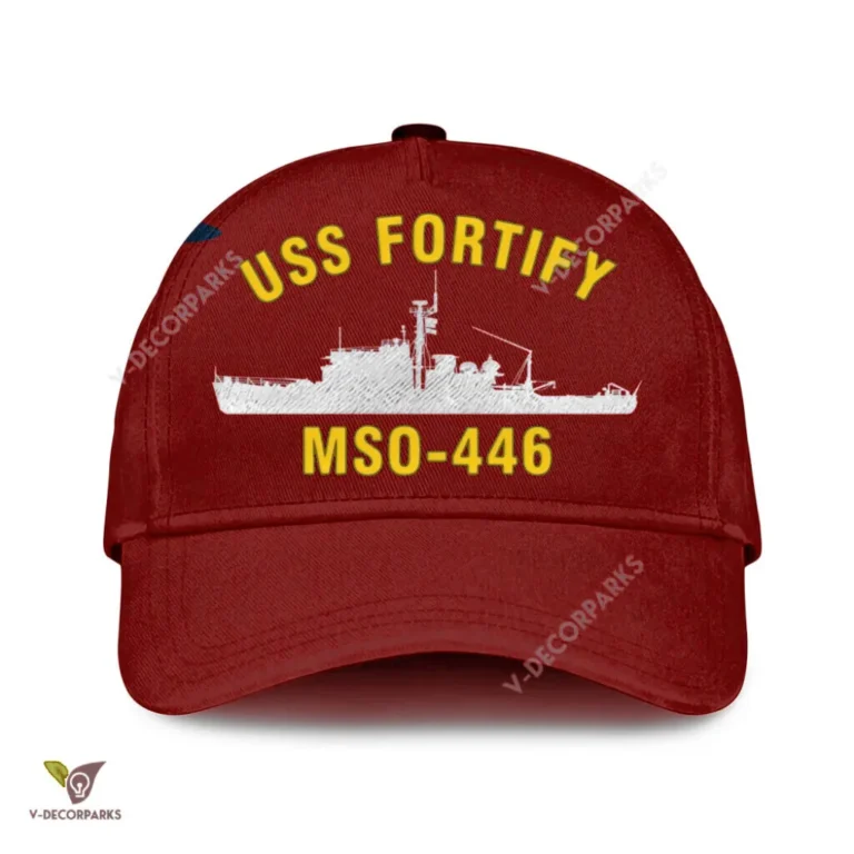 Uss Fortify Mso-446 Classic Baseball Cap Gift For Navy Veteran, Custom Print/embroidered Us Navy Ships Classic Cap