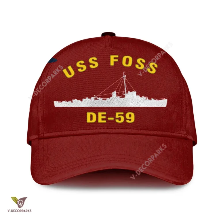 Uss Foss De-59 Classic Baseball Cap Gift For Navy Veteran, Custom Print/embroidered Us Navy Ships Classic Cap