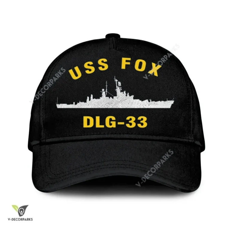 Uss Fox Dlg-33 Classic Baseball Cap Gift For Navy Veteran, Custom Print/embroidered Us Navy Ships Classic Cap