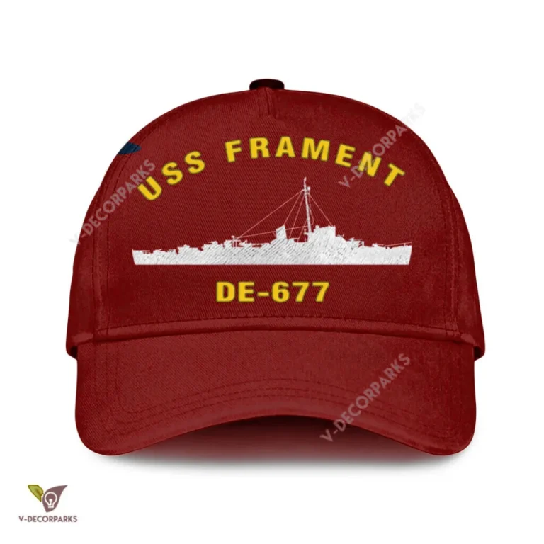 Uss Frament De-677 Classic Baseball Cap Gift For Navy Veteran, Custom Print/embroidered Us Navy Ships Classic Cap