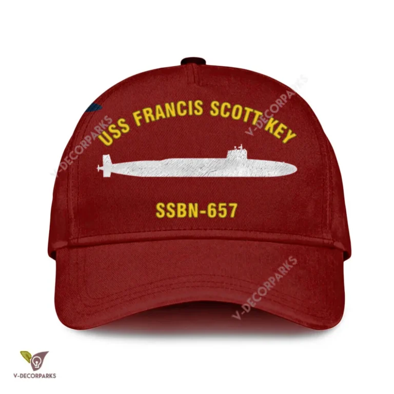 Uss Francis Scott Key Ssbn-657 Classic Baseball Cap Gift For Navy Veteran, Custom Print/embroidered Us Navy Ships Classic Cap
