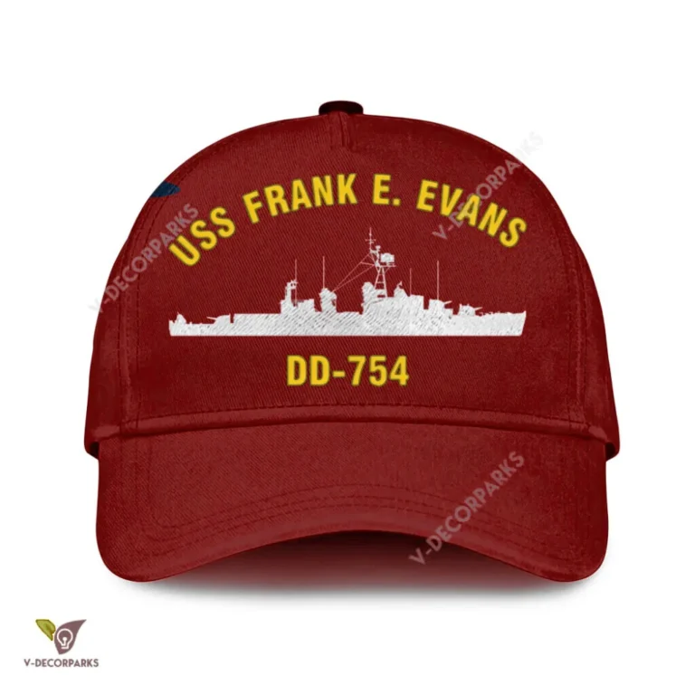 Uss Frank E. Evans Dd-754 Classic Baseball Cap Gift For Navy Veteran, Custom Print/embroidered Us Navy Ships Classic Cap