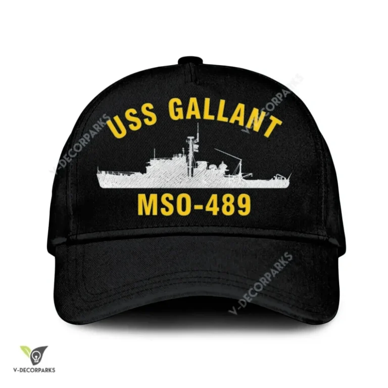 Uss Gallant Mso-489 Classic Baseball Cap Gift For Navy Veteran, Custom Print/embroidered Us Navy Ships Classic Cap