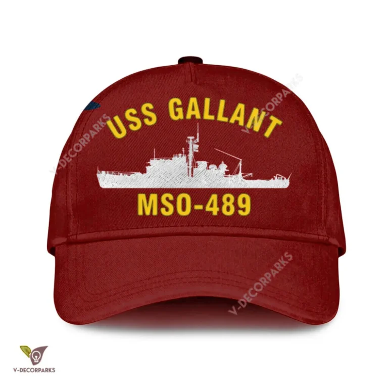 Uss Gallant Mso-489 Classic Baseball Cap Gift For Navy Veteran, Custom Print/embroidered Us Navy Ships Classic Cap