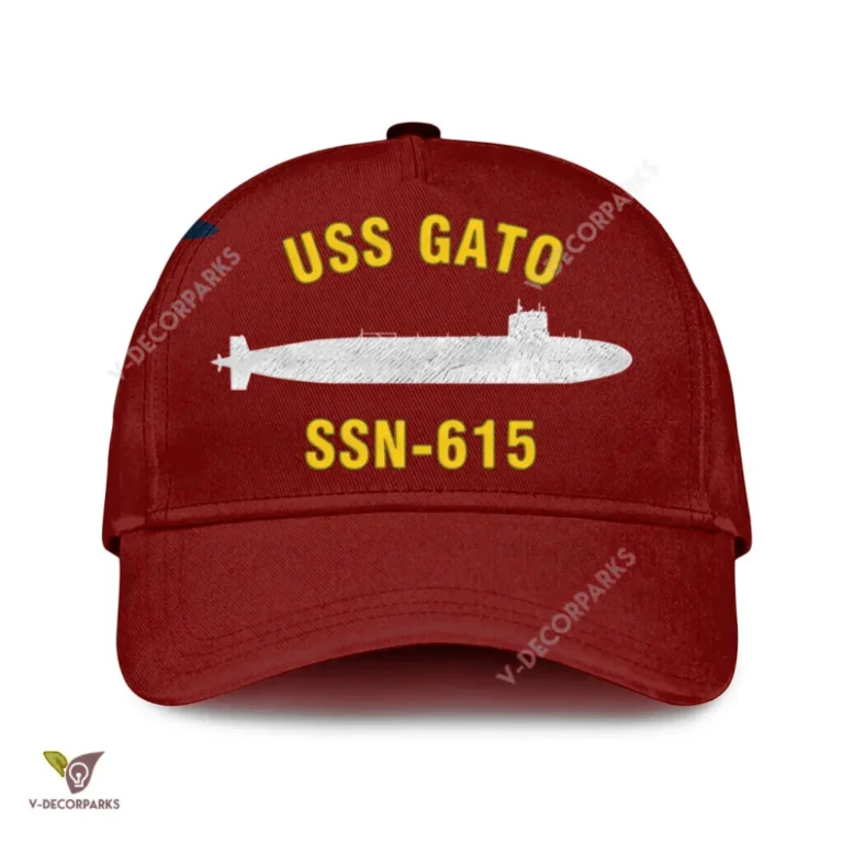 Uss Gato Ssn-615 Classic Baseball Cap Gift For Navy Veteran, Custom Print/embroidered Us Navy Ships Classic Cap