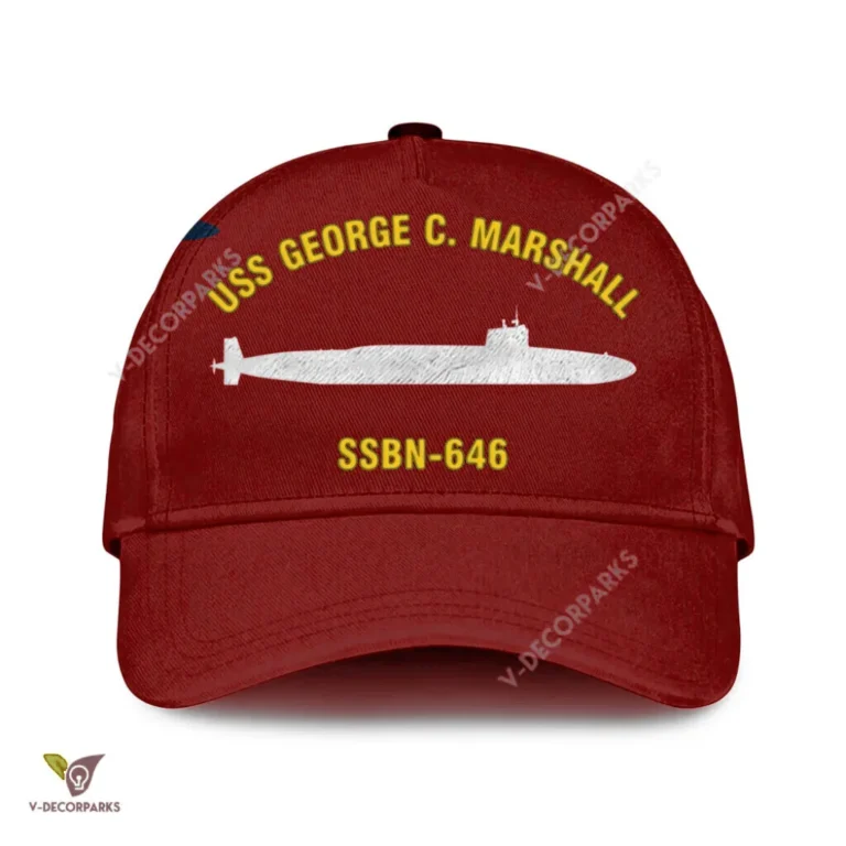 Uss George C. Marshall Ssbn-646 Classic Baseball Cap Gift For Navy Veteran, Custom Print/embroidered Us Navy Ships Classic Cap