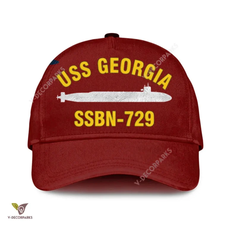 Uss Georgia Ssbn-729 Classic Baseball Cap Gift For Navy Veteran, Custom Print/embroidered Us Navy Ships Classic Cap