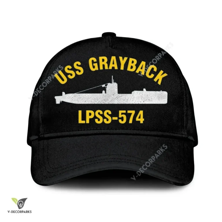 Uss Grayback Lpss-574 Classic Baseball Cap Gift For Navy Veteran, Custom Print/embroidered Us Navy Ships Classic Cap