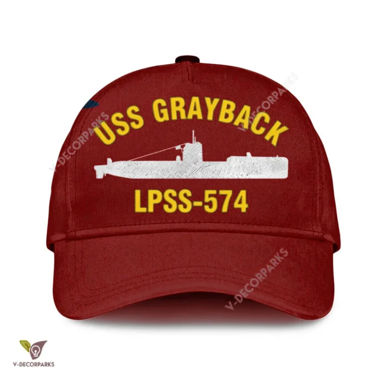 Uss Grayback Lpss-574 Classic Baseball Cap Gift For Navy Veteran, Custom Print/embroidered Us Navy Ships Classic Cap