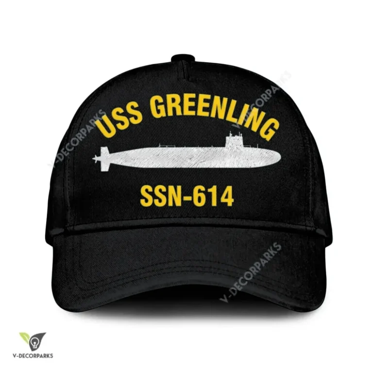 Uss Greenling Ssn-614 Classic Baseball Cap Gift For Navy Veteran, Custom Print/embroidered Us Navy Ships Classic Cap