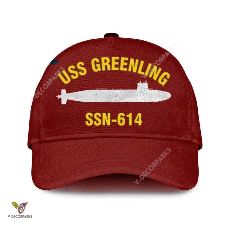 Uss Greenling Ssn-614 Classic Baseball Cap Gift For Navy Veteran, Custom Print/embroidered Us Navy Ships Classic Cap