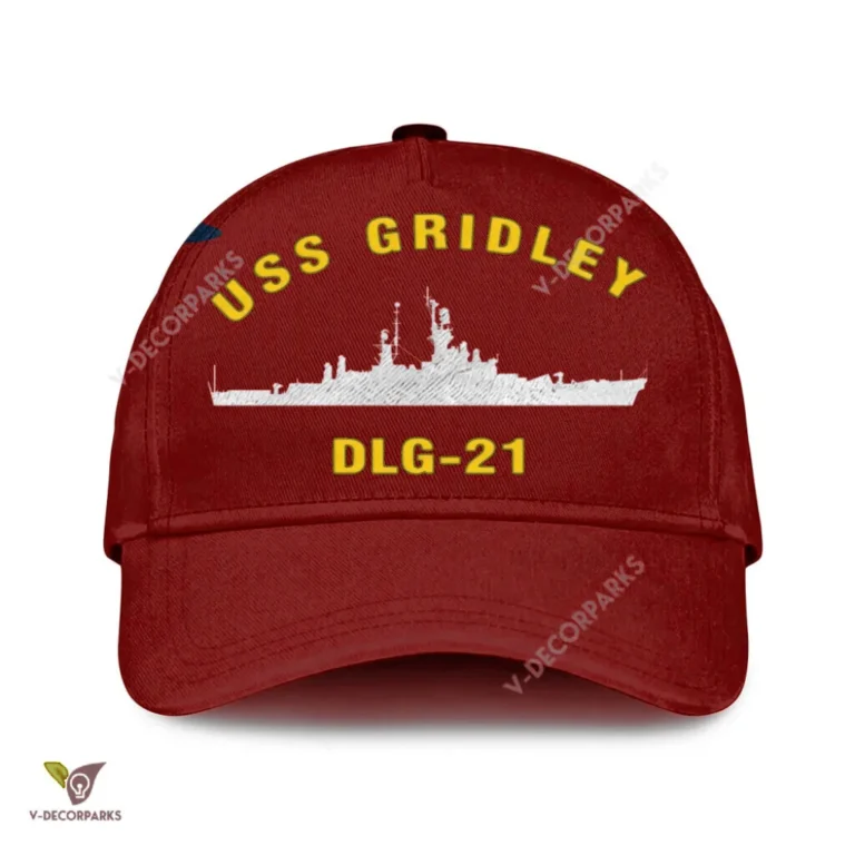 Uss Gridley Dlg-21 Classic Baseball Cap Gift For Navy Veteran, Custom Print/embroidered Us Navy Ships Classic Cap