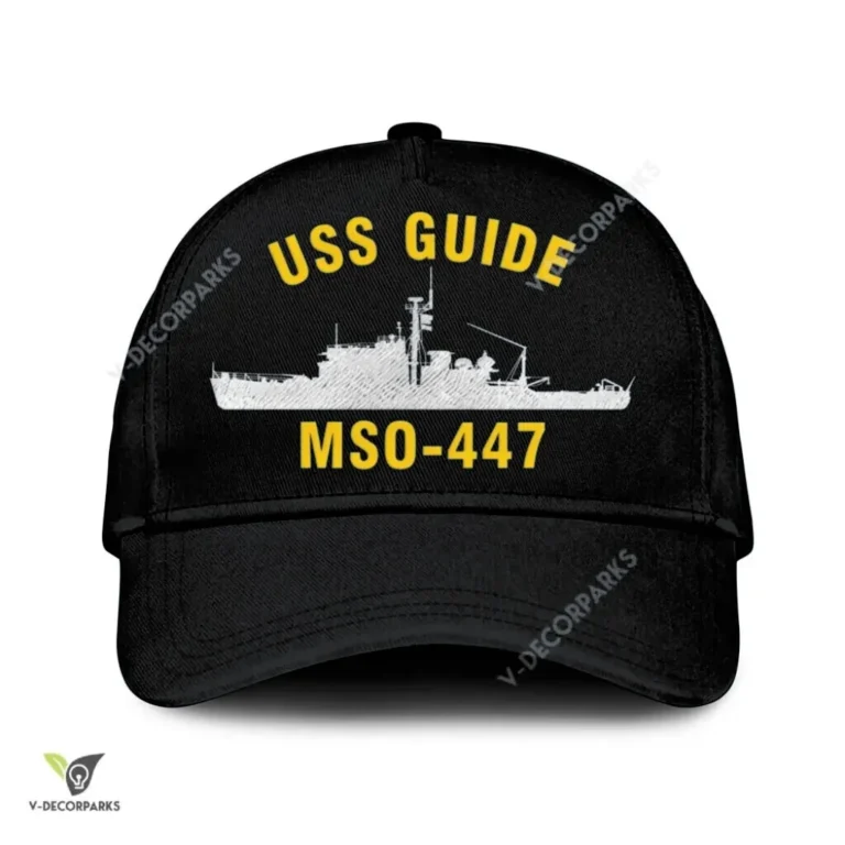Uss Guide Mso-447 Classic Baseball Cap Gift For Navy Veteran, Custom Print/embroidered Us Navy Ships Classic Cap