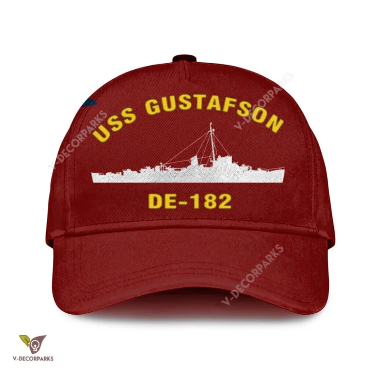 Uss Gustafson De-182 Classic Baseball Cap Gift For Navy Veteran, Custom Print/embroidered Us Navy Ships Classic Cap
