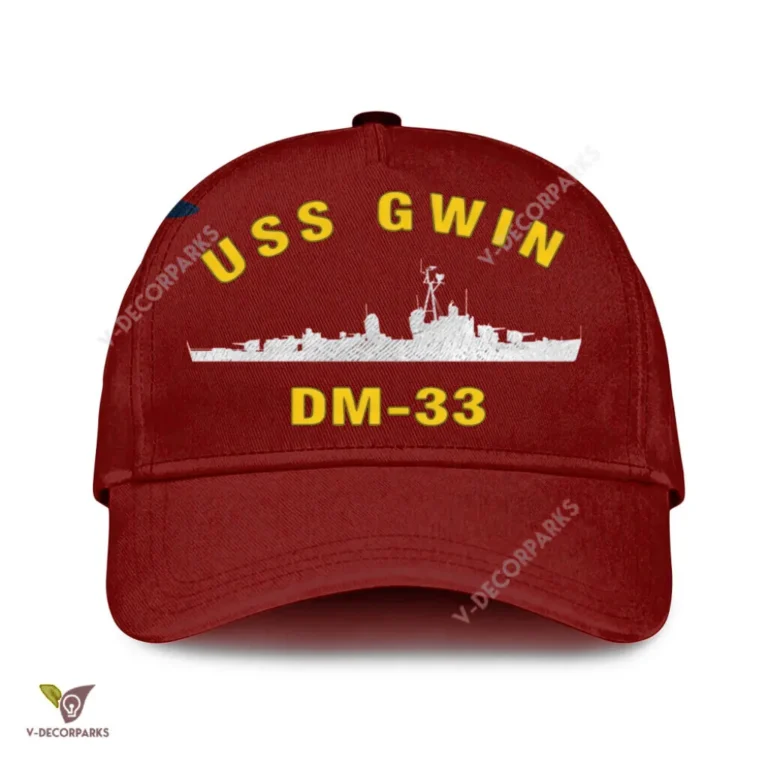 Uss Gwin Dm-33 Classic Baseball Cap Gift For Navy Veteran, Custom Print/embroidered Us Navy Ships Classic Cap