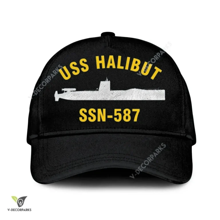 Uss Halibut Ssn-587 Classic Baseball Cap Gift For Navy Veteran, Custom Print/embroidered Us Navy Ships Classic Cap