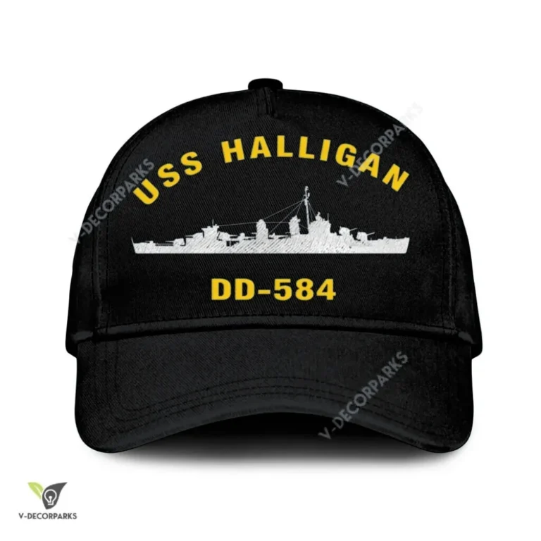 Uss Halligan Dd-584 Classic Baseball Cap Gift For Navy Veteran, Custom Print/embroidered Us Navy Ships Classic Cap