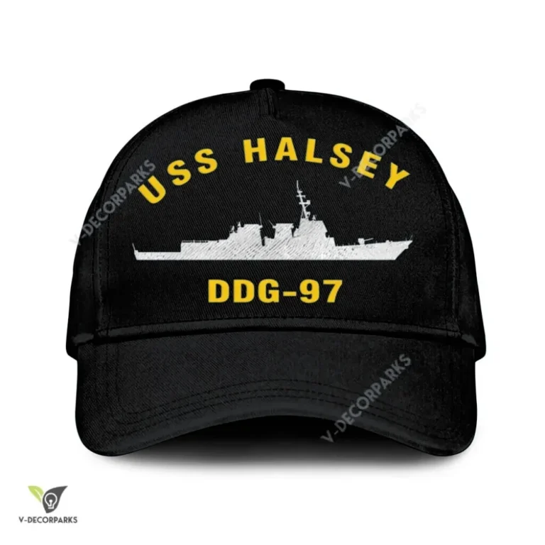 Uss Halsey Ddg 97 Classic Baseball Cap Gift For Navy Veteran, Custom Print/embroidered Us Navy Ships Classic Cap
