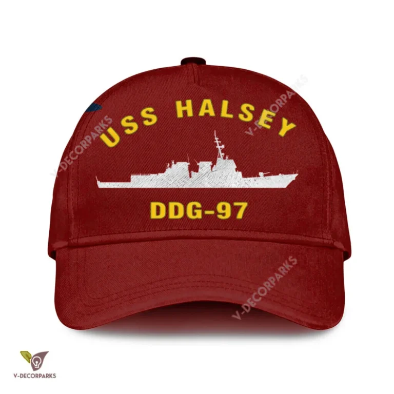 Uss Halsey Ddg 97 Classic Baseball Cap Gift For Navy Veteran, Custom Print/embroidered Us Navy Ships Classic Cap