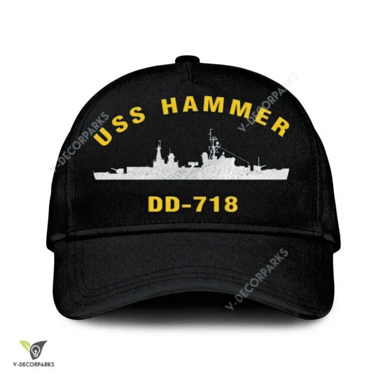 Uss Hamner Dd-718 Classic Baseball Cap Gift For Navy Veteran, Custom Print/embroidered Us Navy Ships Classic Cap