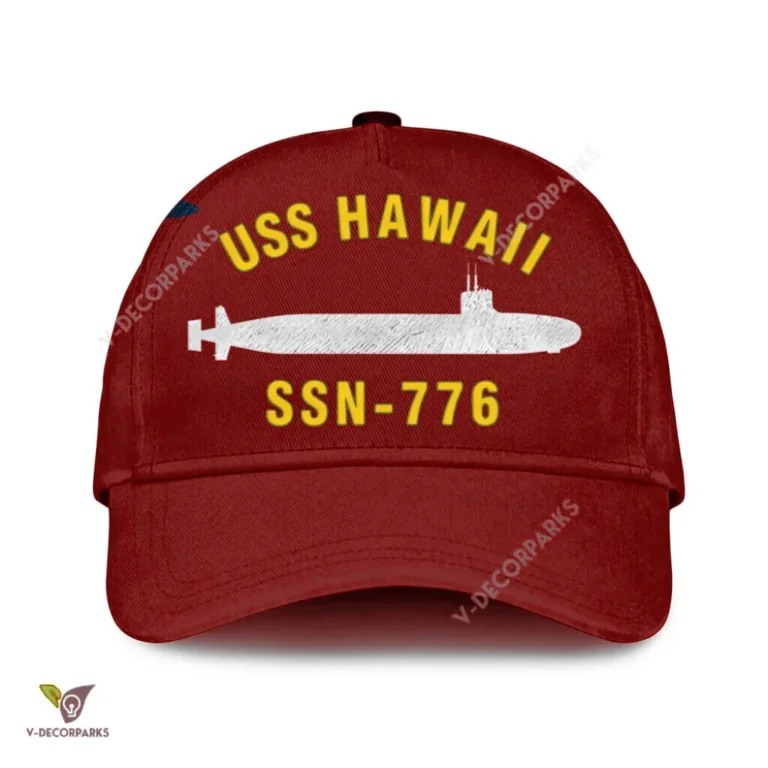 Uss Hawaii Ssn-776 Classic Baseball Cap Gift For Navy Veteran, Custom Print/embroidered Us Navy Ships Classic Cap