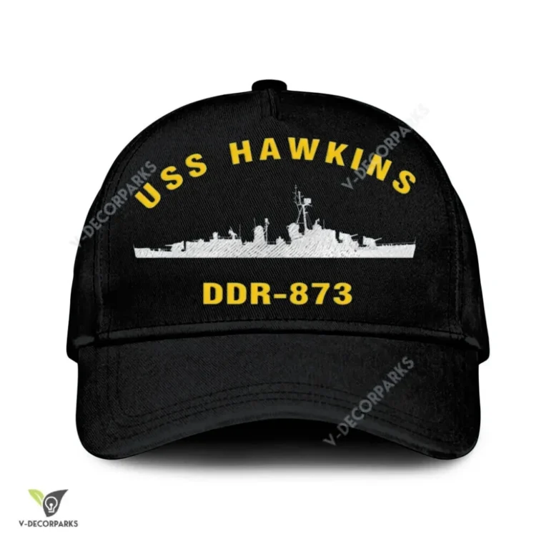Uss Hawkins Ddr-873 Classic Baseball Cap Gift For Navy Veteran, Custom Print/embroidered Us Navy Ships Classic Cap
