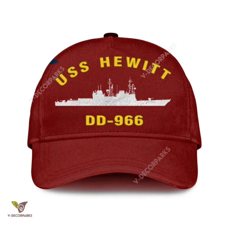 Uss Hewitt Dd-966 Classic Baseball Cap Gift For Navy Veteran, Custom Print/embroidered Us Navy Ships Classic Cap
