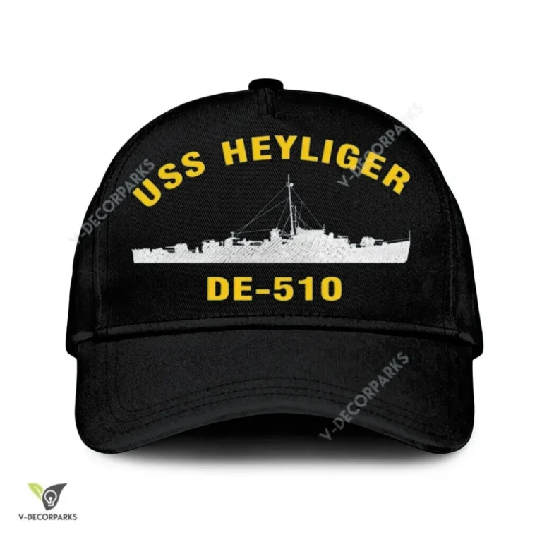 Uss Heyliger De-510 Classic Baseball Cap Gift For Navy Veteran, Custom Print/embroidered Us Navy Ships Classic Cap