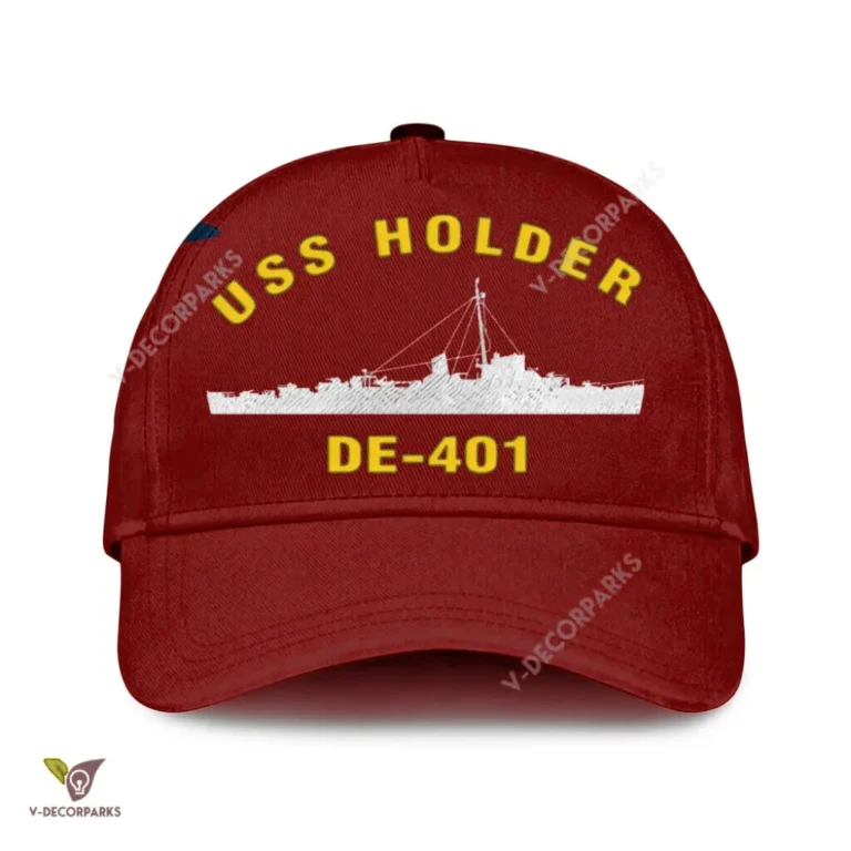 Uss Holder De-401 Classic Baseball Cap Gift For Navy Veteran, Custom Print/embroidered Us Navy Ships Classic Cap