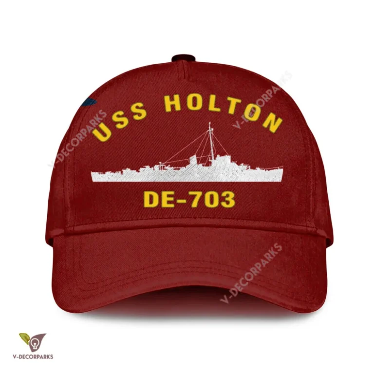 Uss Holton De-703 Classic Baseball Cap Gift For Navy Veteran, Custom Print/embroidered Us Navy Ships Classic Cap